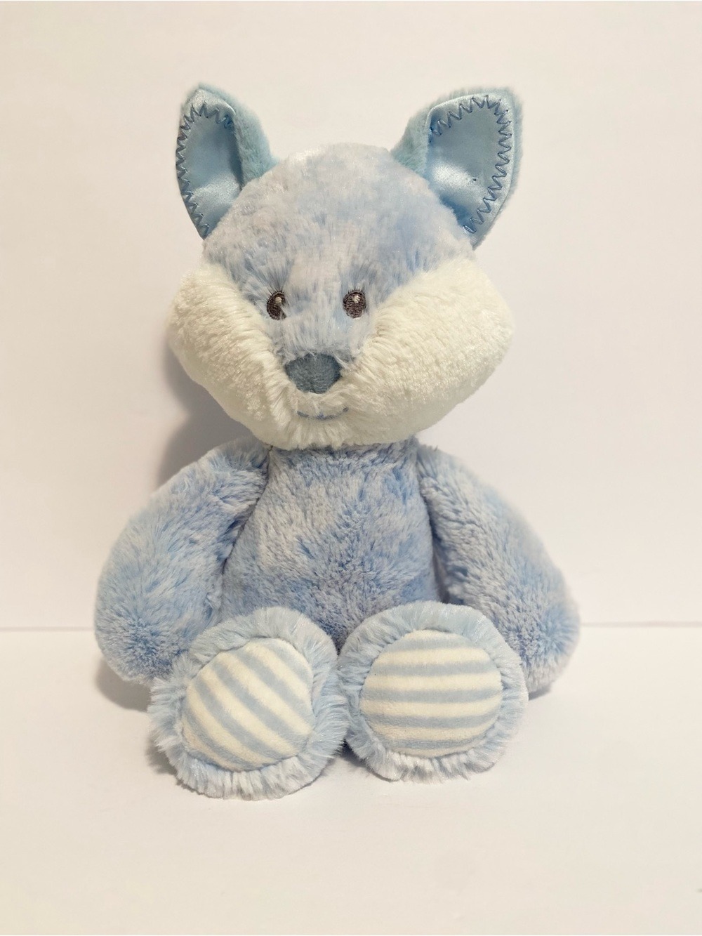 Aurora Baby Blue Fox Stuffed Animal Plush Security Toy Lovey Striped Feet Girl